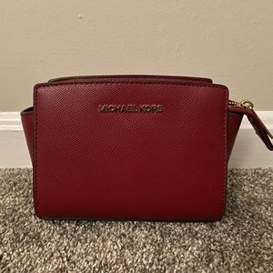 Michael Kors Red Mini Saffino Satchel Crossbody Purse
